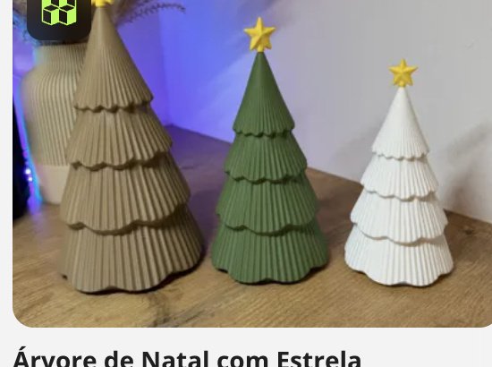 Árvore de Natal Canelada com Estrela Dourada - Koa 3D
