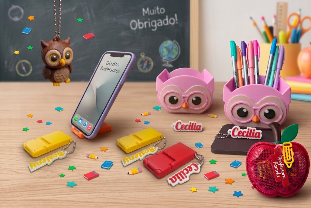Presentes para o Dia dos Professores: 5 ideias criativas, úteis e afetivas em impressão 3D para encantar quem ensina com o coração
