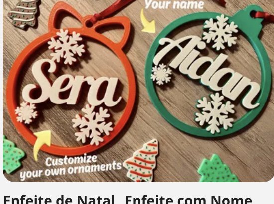 Enfeite de Árvore Personalizável Aro com Nome e Flocos - Koa 3D